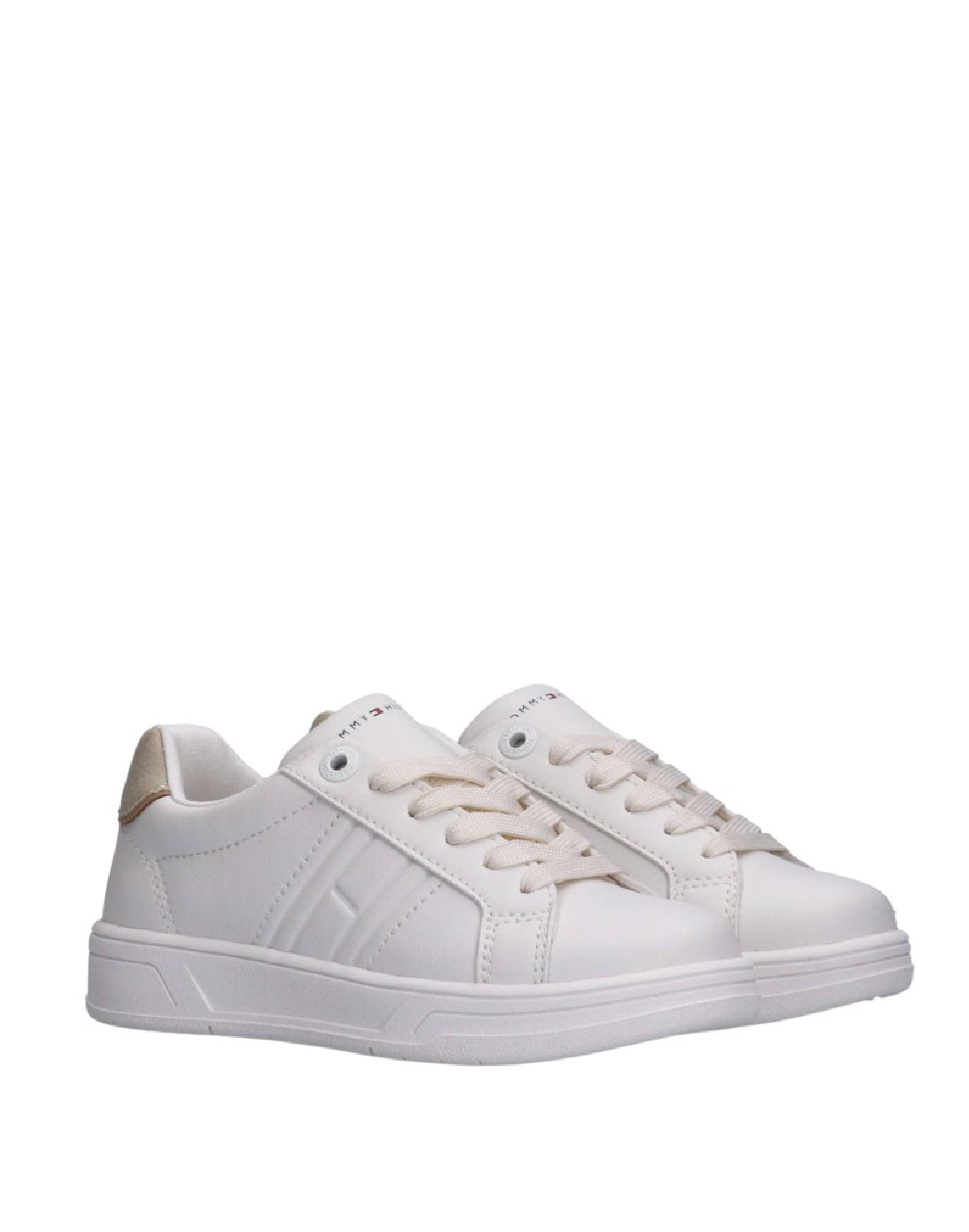 Tommy Hilfiger sneakers bambino Monogram con lacci– Scarpe Bianche con Dettaglio Tallone Suede