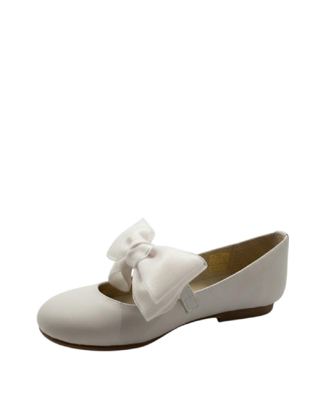 Panyno scarpe cerimonia bambina-Ballerine in pelle bianca con fiocco in organza removibile