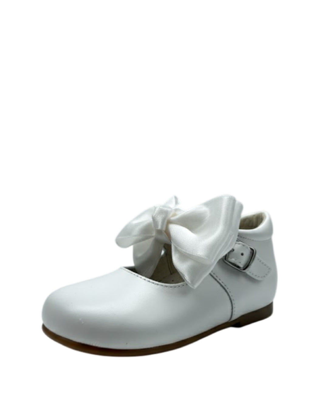 Panyno - Ballerina Primi Passi in Pelle Bianca con Fiocco in Satin removibile e Chiusura con fibbia