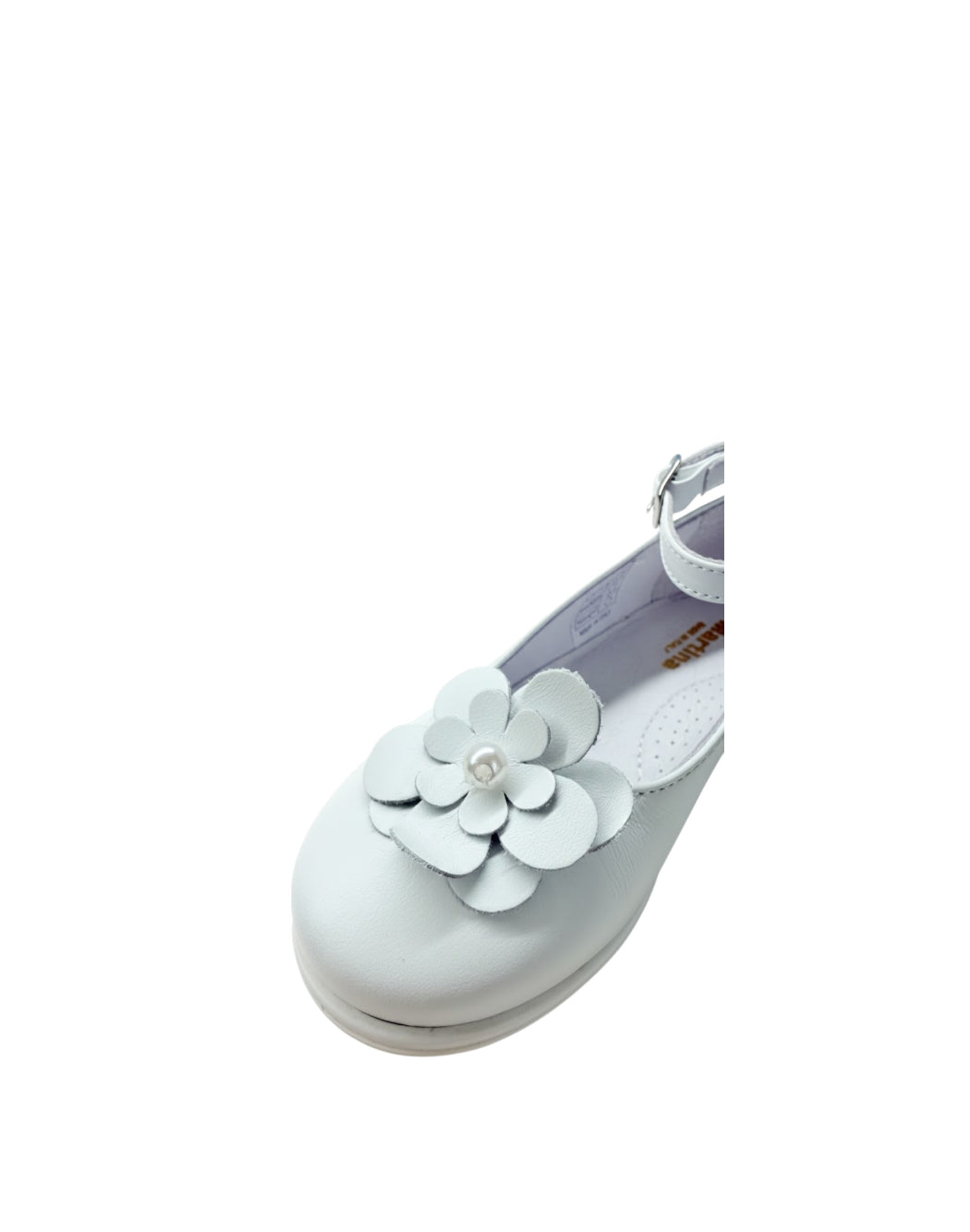 Mister Jerry Ballerine Cerimonia Bambina-Scarpa Bianca in Pelle con Fiore e Perla