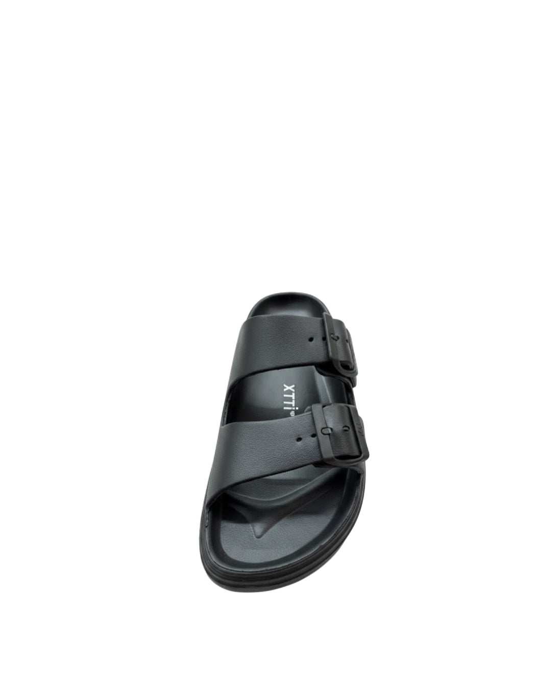 Xti Sandali Platform in Gomma Soft-Touch – Modello Doppia Fascia con Fibbie – Nero