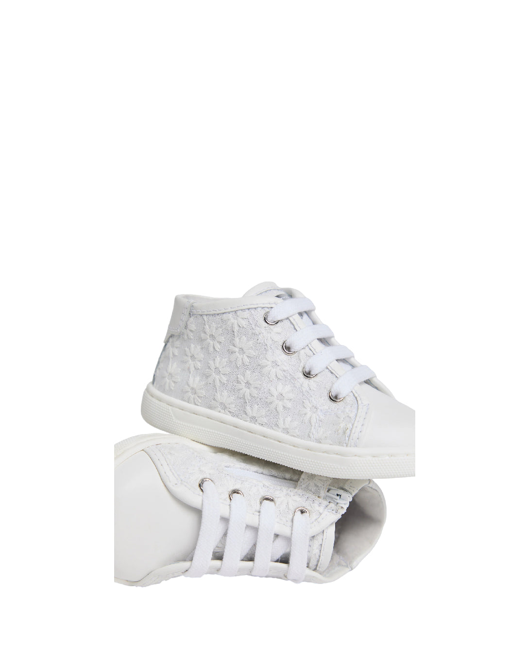 NeroGiardini Sneakers bimba High-Top in Pizzo Floreale - Bianco Neve