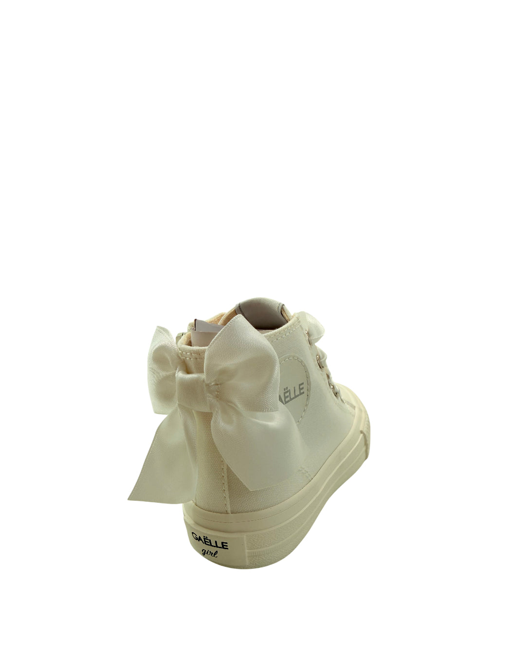 Gaelle Sneaker Alta in Tela con Fiocco e Charm - Bianco