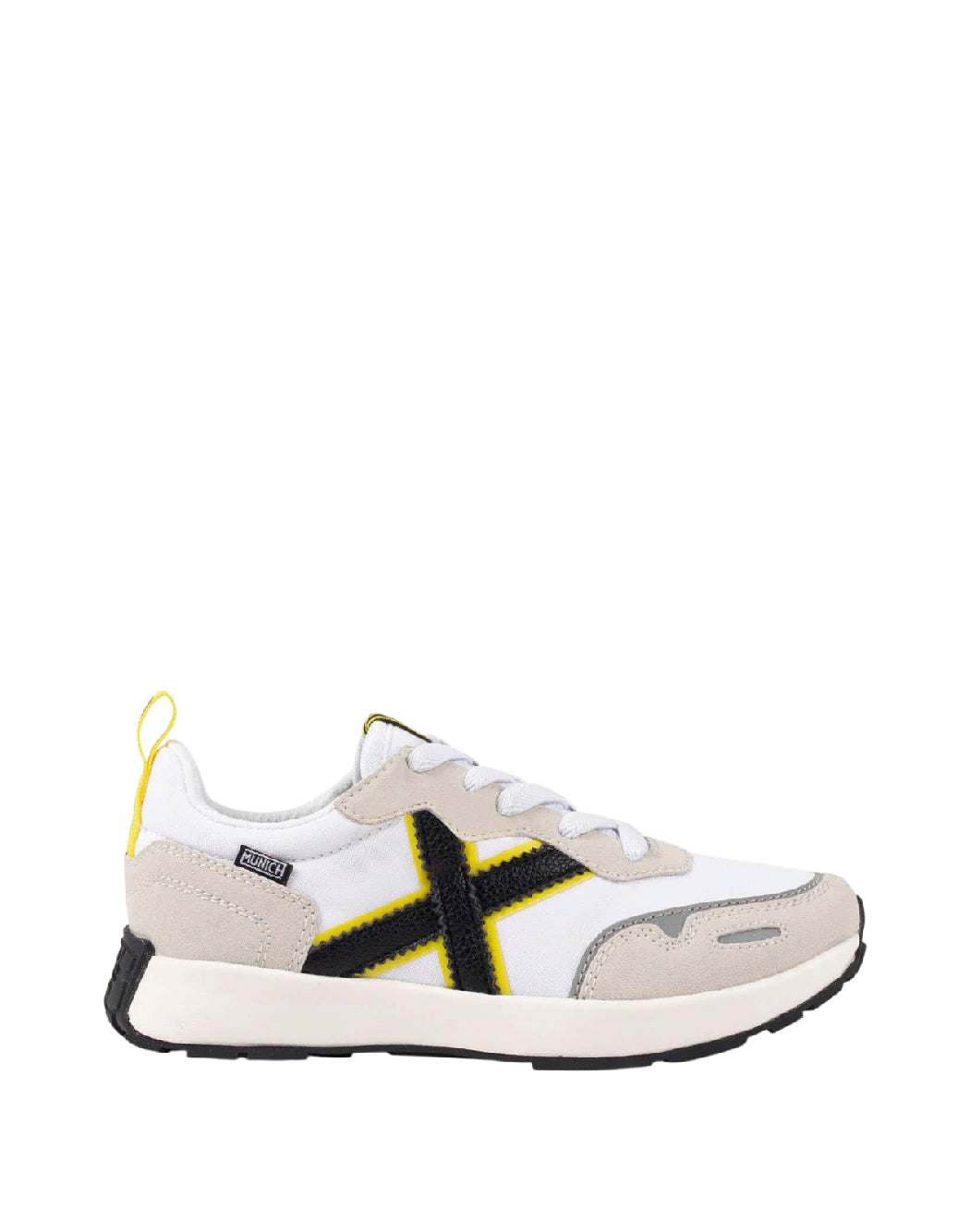 MUNICH MINI XEMINE Sneaker Bambino Bianco, Grigio e Giallo con Lacci