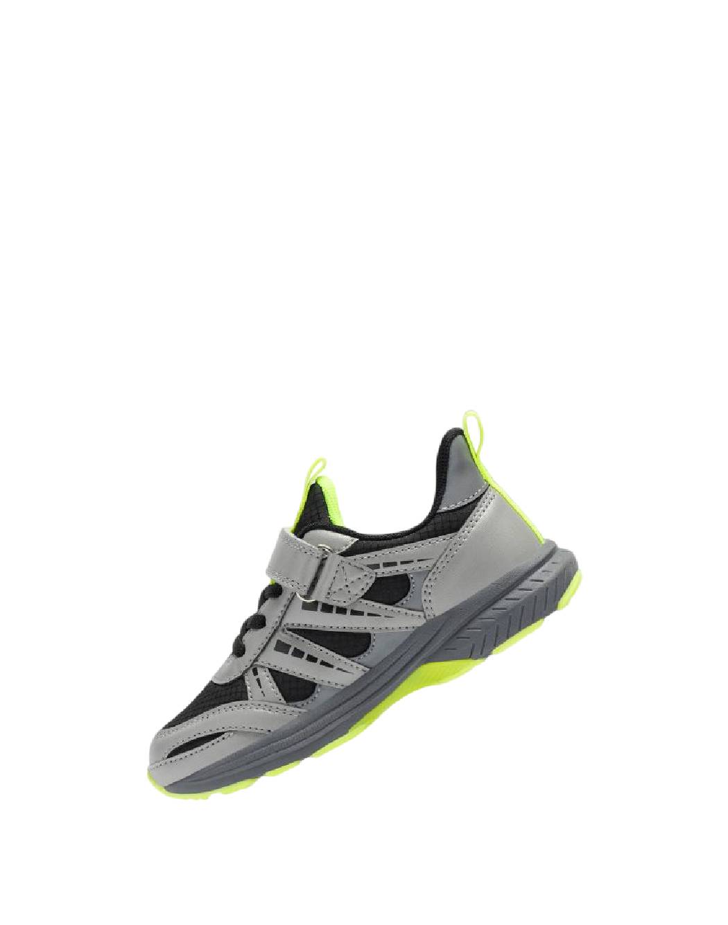 ISTAMAX-Scarpe da Running Bambino Grigie e Giallo Fluo con Strappo