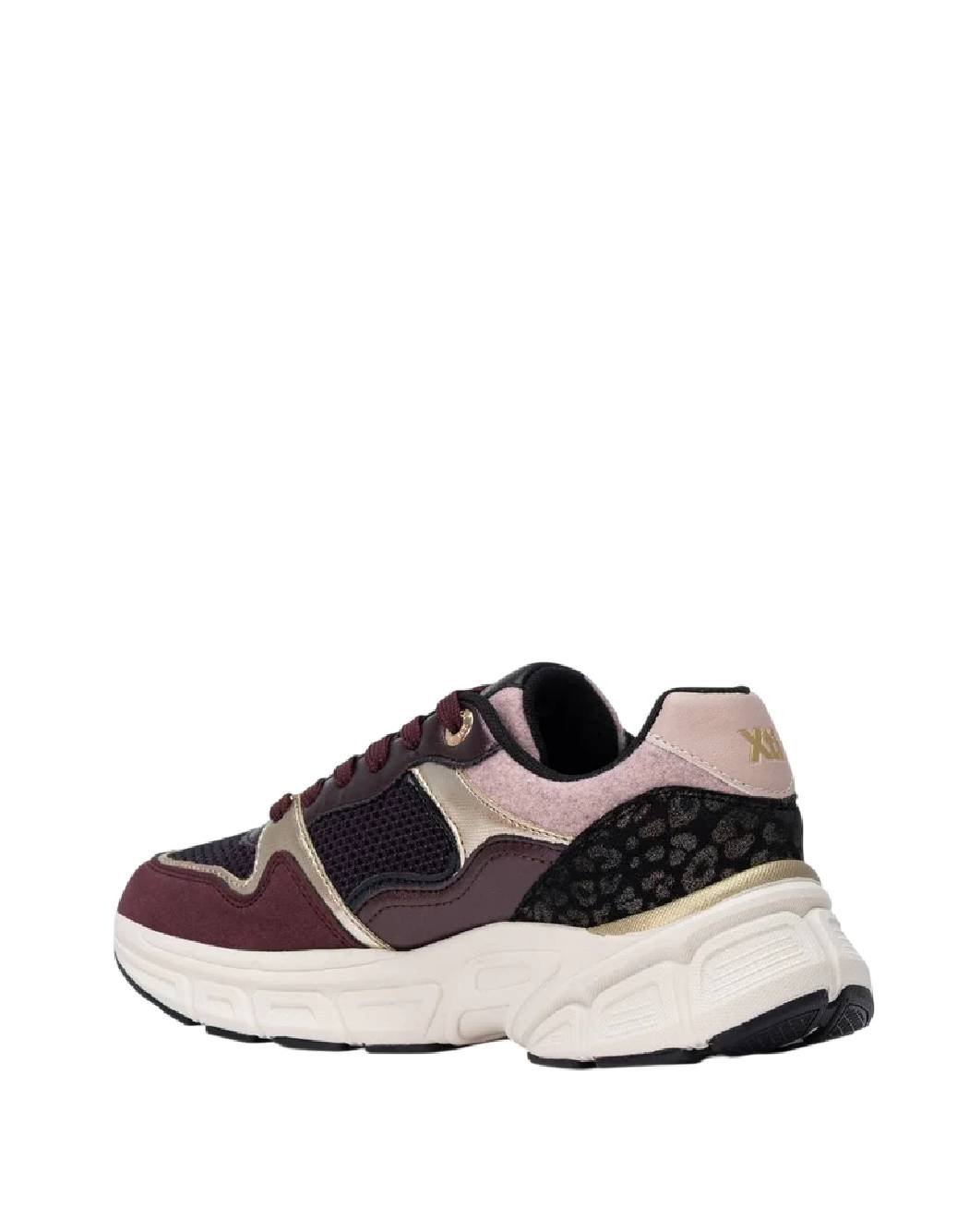 Xti Sneakers Donna Chunky Bordeaux e Oro con Dettaglio Animalier