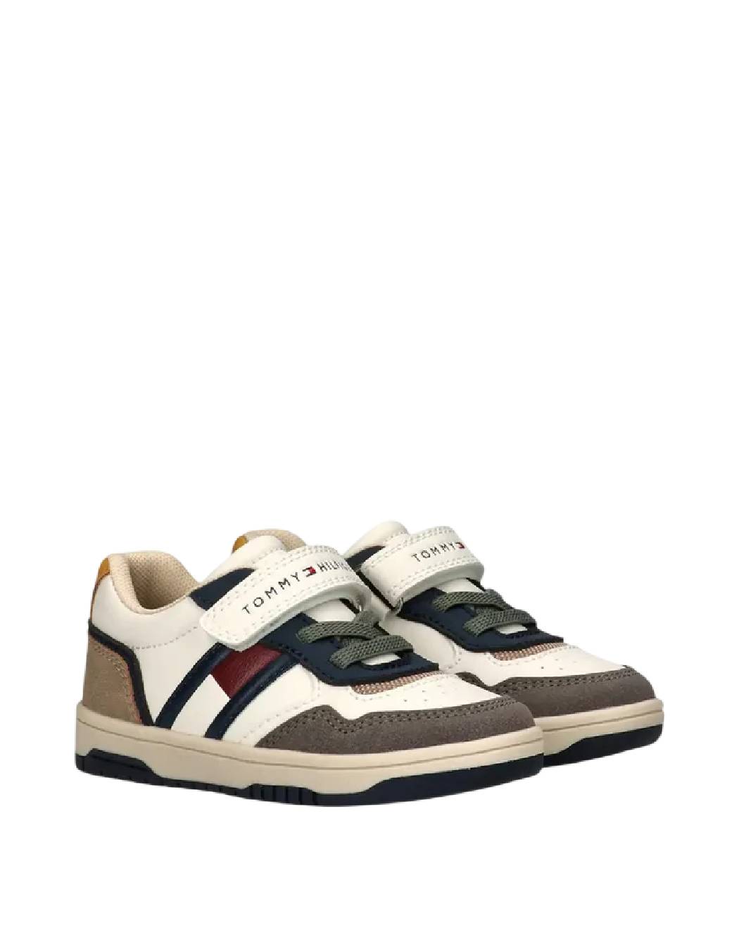 Tommy Hilfiger Sneakers Bambino Bianche e Multicolor con Chiusura a Strappo