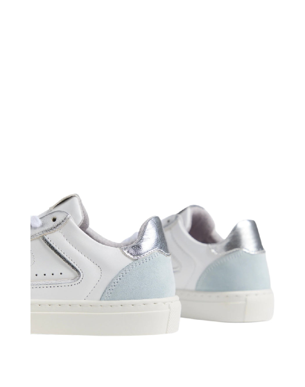 NeroGiardini Sneaker bimba Urban Chic in Pelle e Suede – Bianco, Argento e Celeste