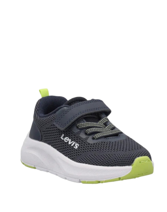 LEVI'S HUDSON-SNEAKERS BAMBINO IN TELA BLU E GIALLO CON STRAPPO ED ELASTICI