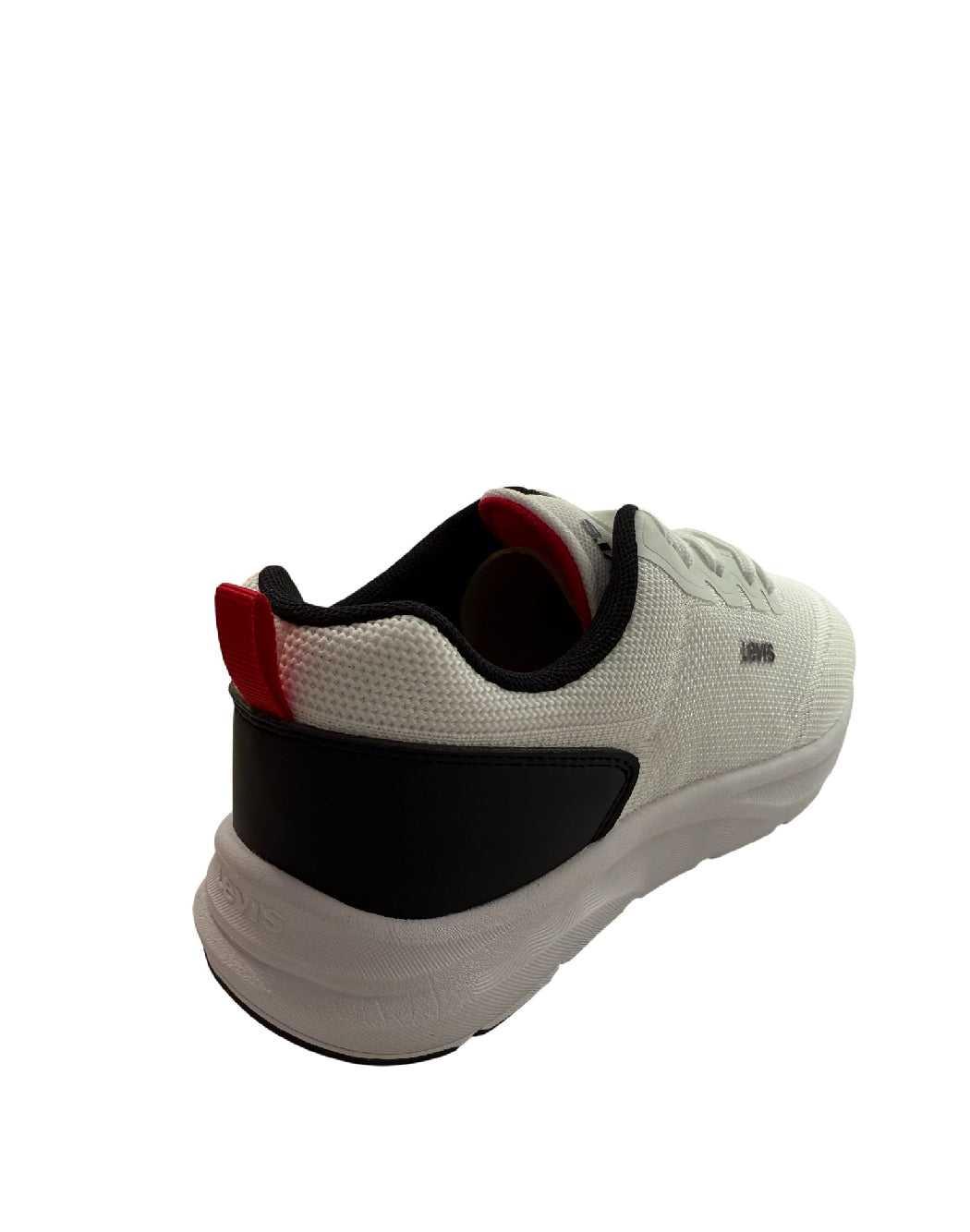 LEVI'S HUDSON-SNEAKERS BAMBINO IN TELA BIANCO NERO E ROSSO CON LACCI