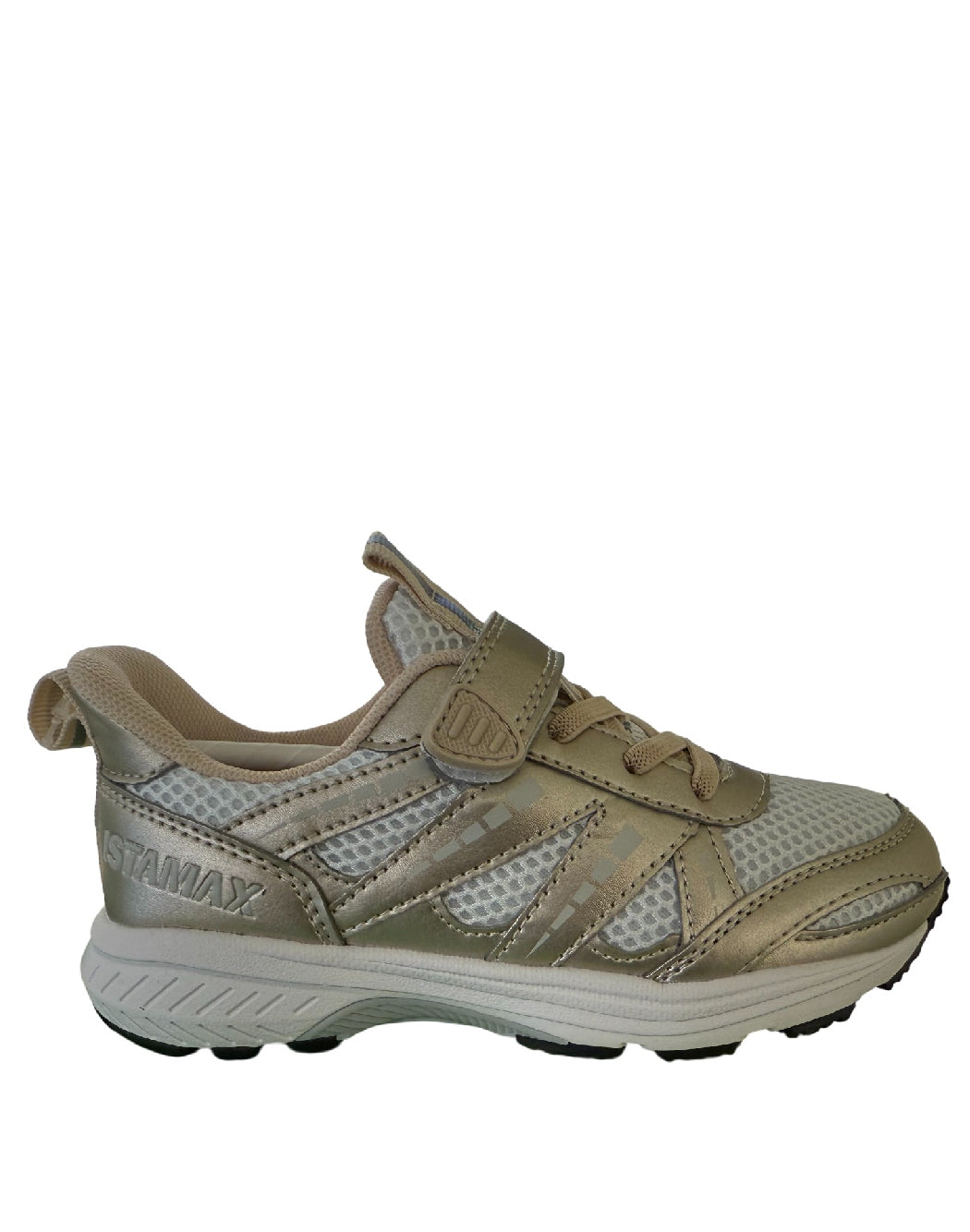ISTAMAX-SCARPA RUNNING BAMBINA BIANCO/ORO CON LACCI ELASTICI E STRAPPO