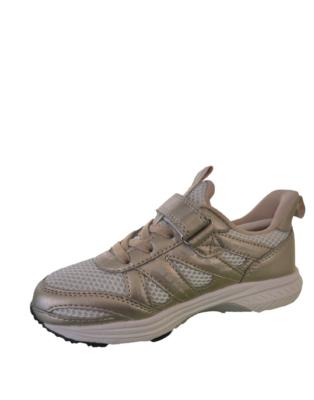 ISTAMAX-SCARPA RUNNING BAMBINA BIANCO/ORO CON LACCI ELASTICI E STRAPPO