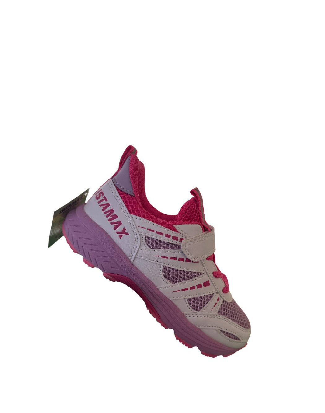 ISTAMAX-SCARPA RUNNING BAMBINA LILLA/FUXIA CON LACCI ELASTICI E STRAPPO