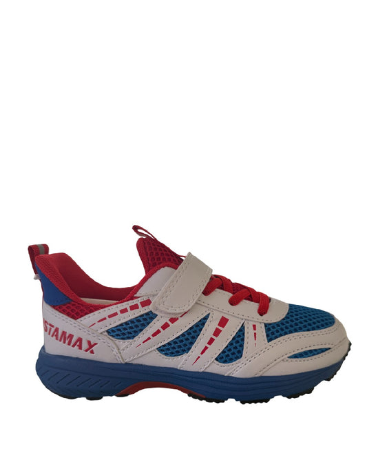 ISTAMAX-SCARPA RUNNING BAMBINO ROYAL/ROSSO CON LACCI ELASTICI E STRAPPO