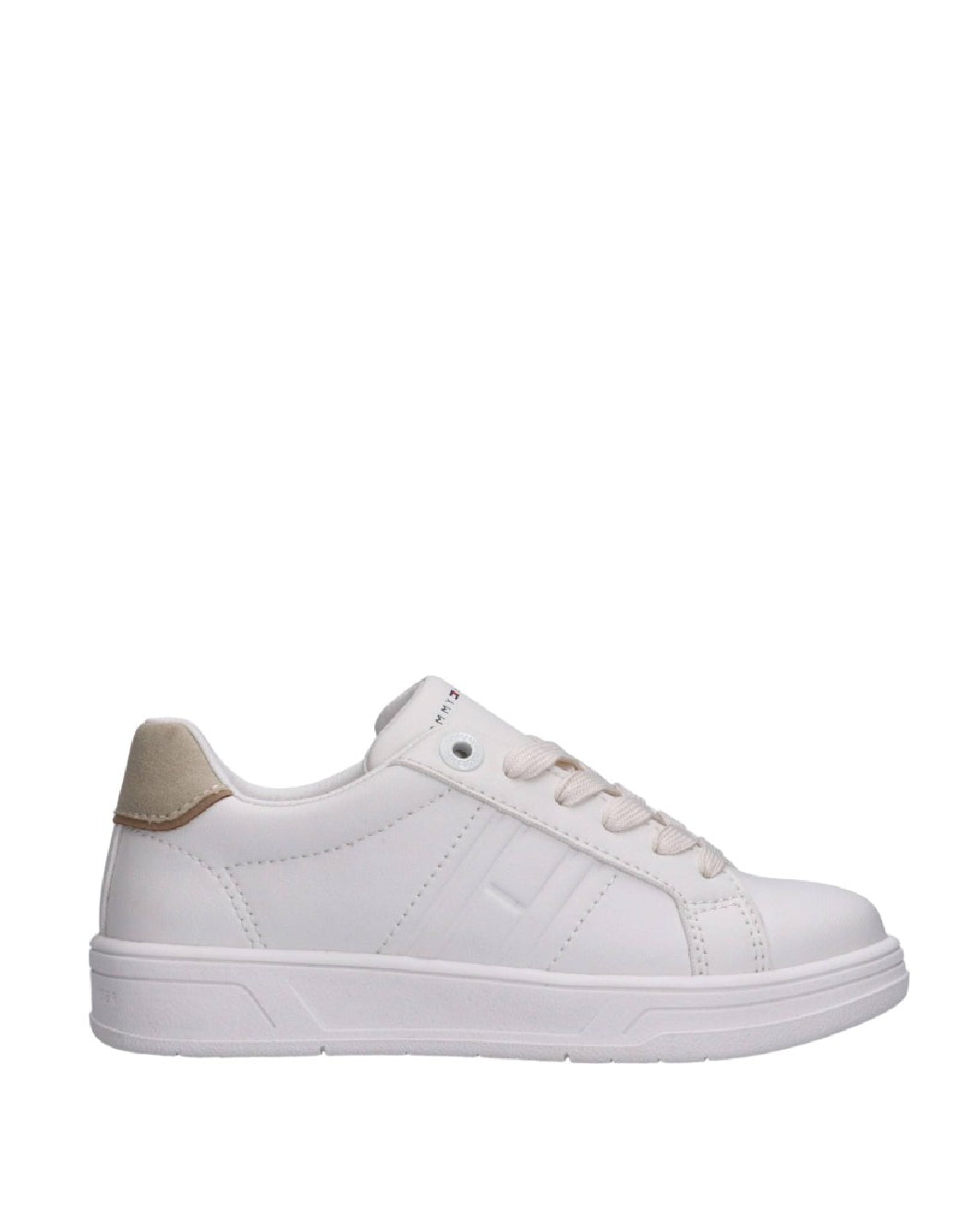 Tommy Hilfiger sneakers bambino Monogram con lacci– Scarpe Bianche con Dettaglio Tallone Suede
