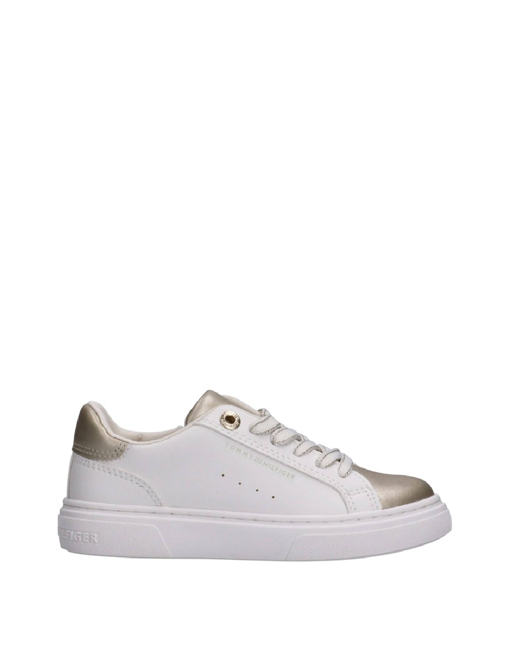 Tommy Hilfiger Sneaker Donna Bianca e Oro con Zip Laterale