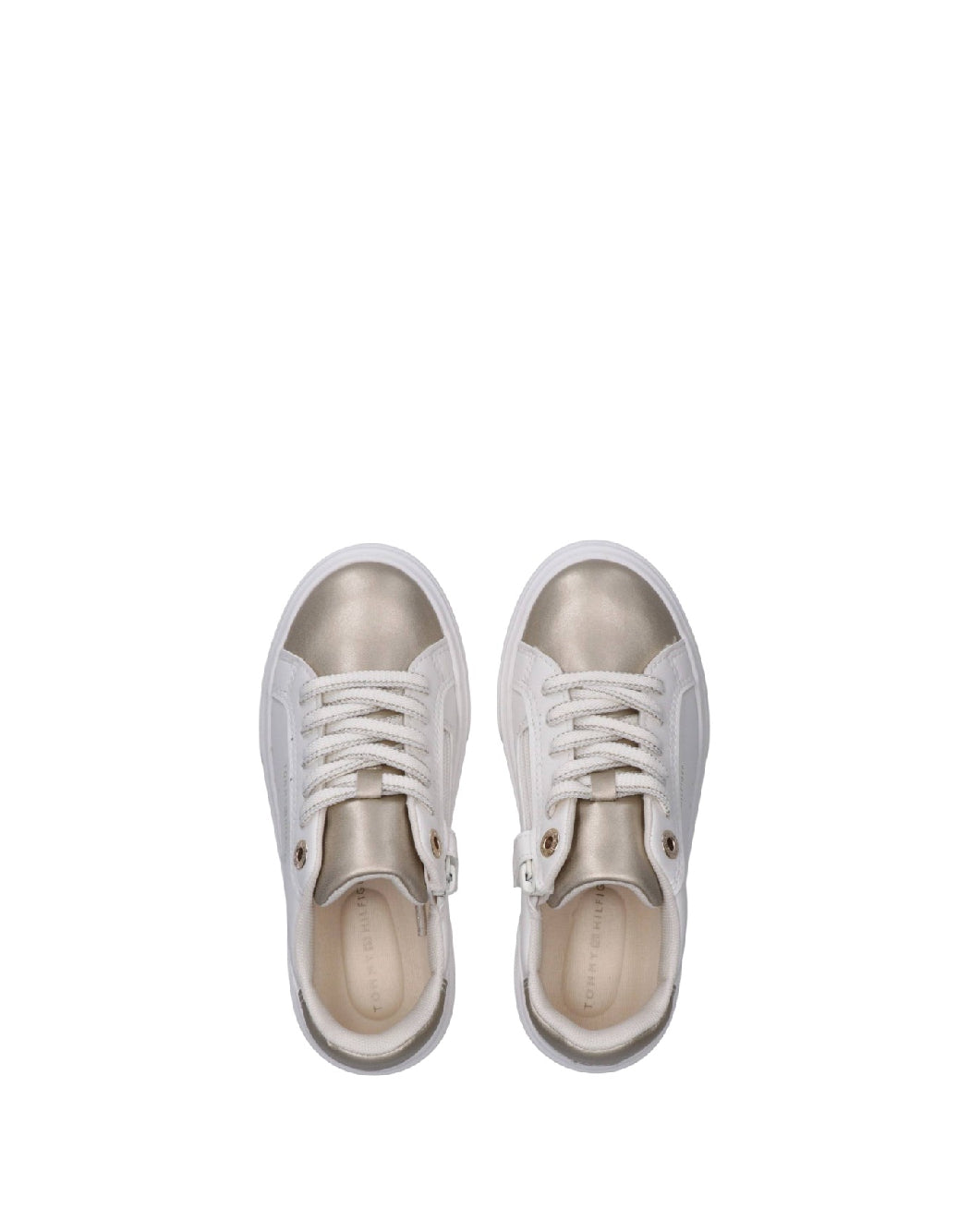 Tommy Hilfiger Sneaker Donna Bianca e Oro con Zip Laterale