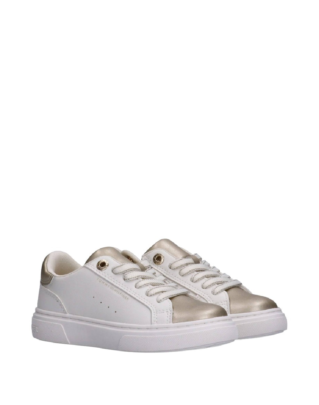 Tommy Hilfiger Sneaker Donna Bianca e Oro con Zip Laterale