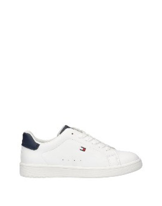 Tommy Hilfiger sneakers bambino Classic Bianche con Tallone Blu – Modello Essential con lacci