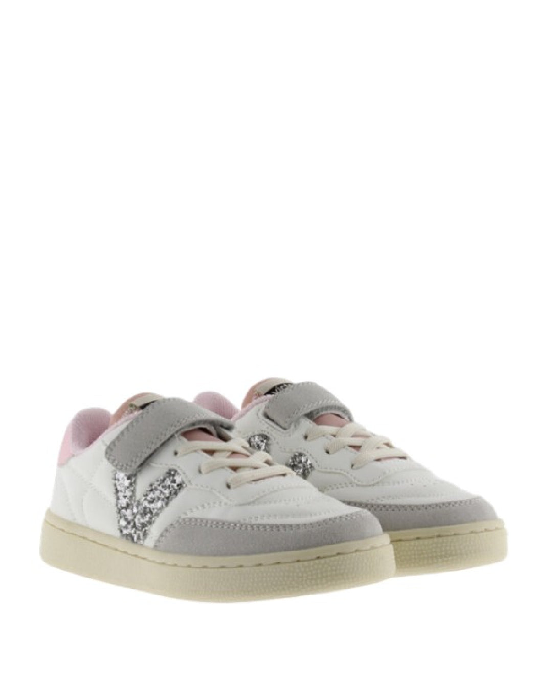 VICTORIA SNEAKERS BAMBINA CON VELCRO E DETTAGLI ROSA E GLITTER