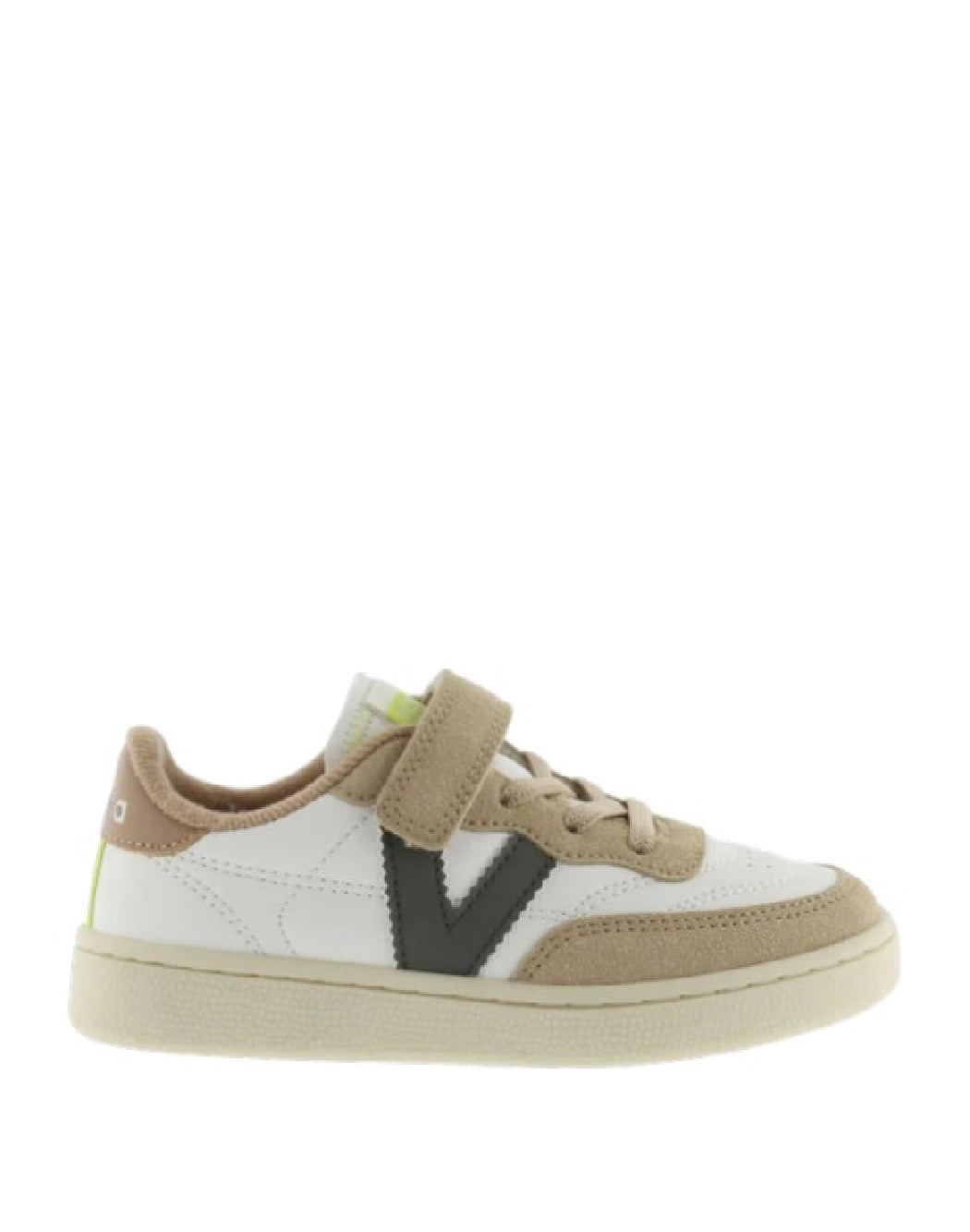 VICTORIA SNEAKERS BAMBINO CON VELCRO-BIANCO E BEIGE SUEDE