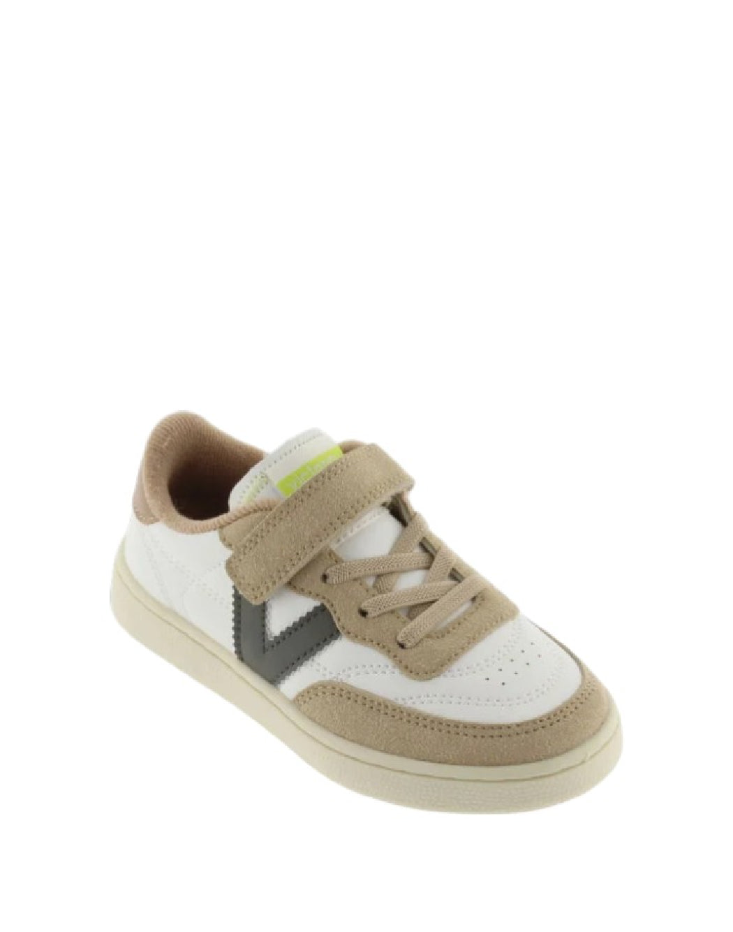 VICTORIA SNEAKERS BAMBINO CON VELCRO-BIANCO E BEIGE SUEDE