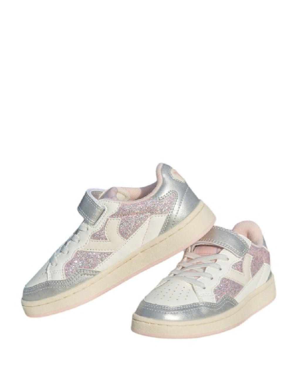 VICTORIA SNEAKERS BAMBINA GLITTER ARGENTO CON STRAPPO E LACCI ELASTICI