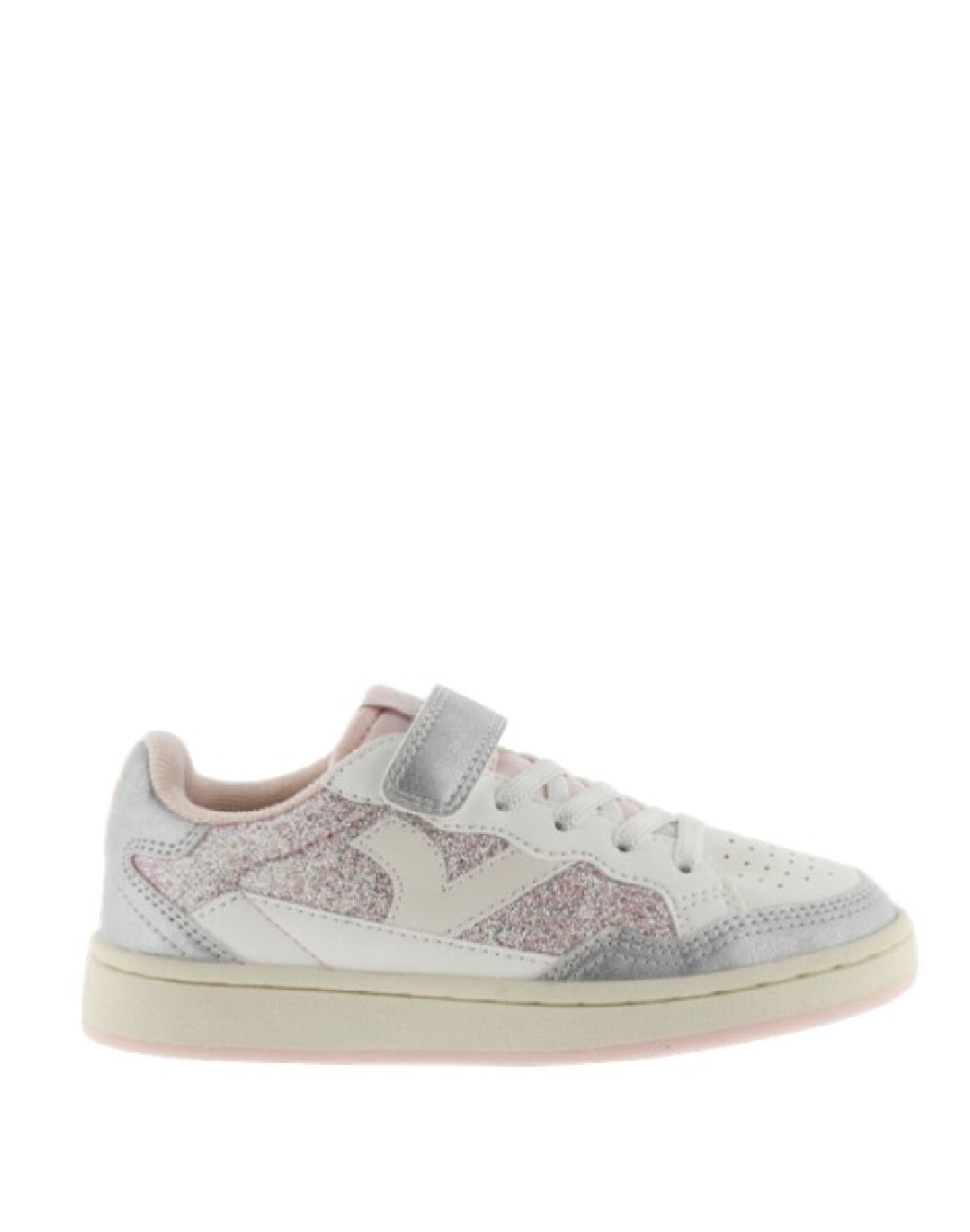 VICTORIA SNEAKERS BAMBINA GLITTER ARGENTO CON STRAPPO E LACCI ELASTICI