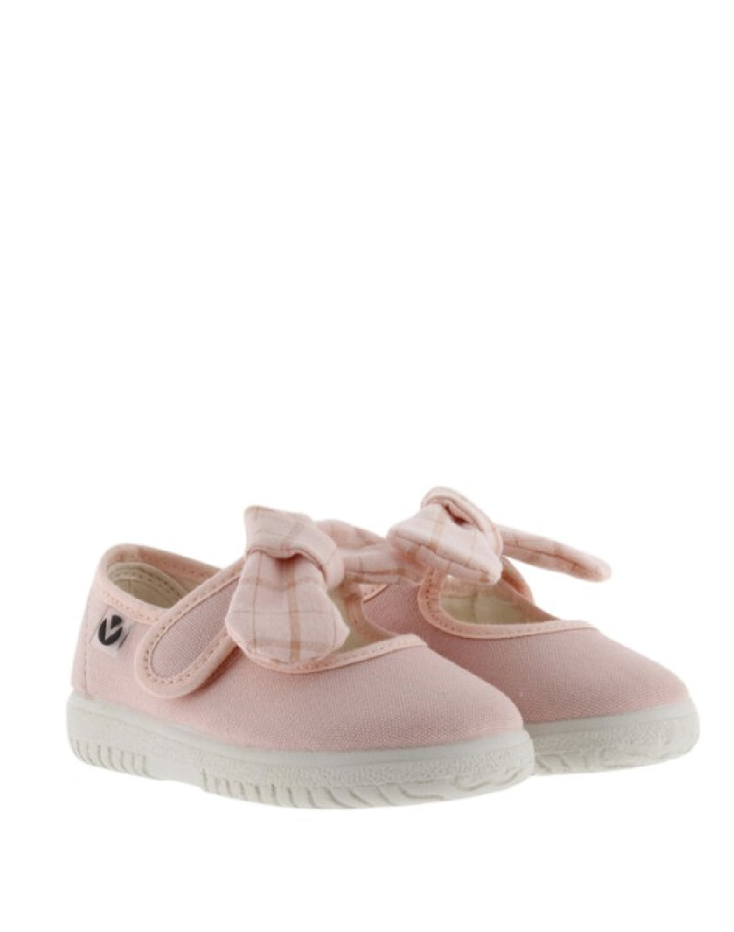 Victoria Ballerine Bambina in Tela Rosa con Fiocco a Quadretti