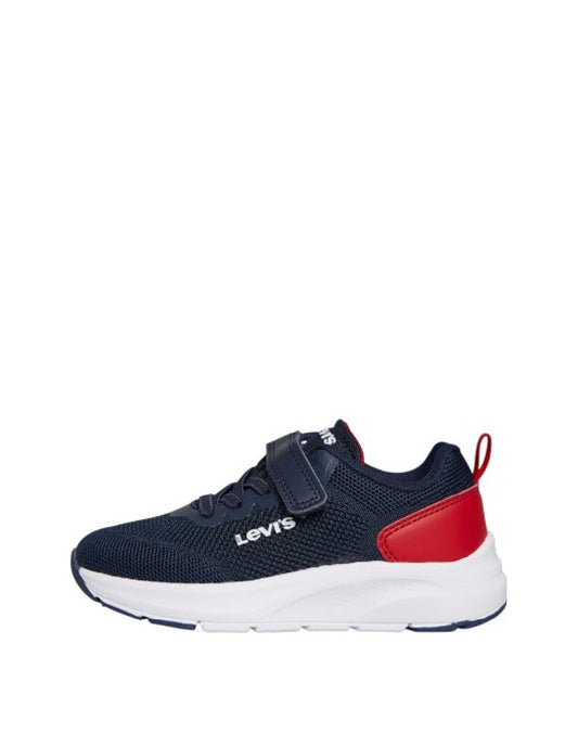 LEVI'S HUDSON-SNEAKERS BAMBINO IN TELA BLU E ROSSO CON STRAPPO ED ELASTICI