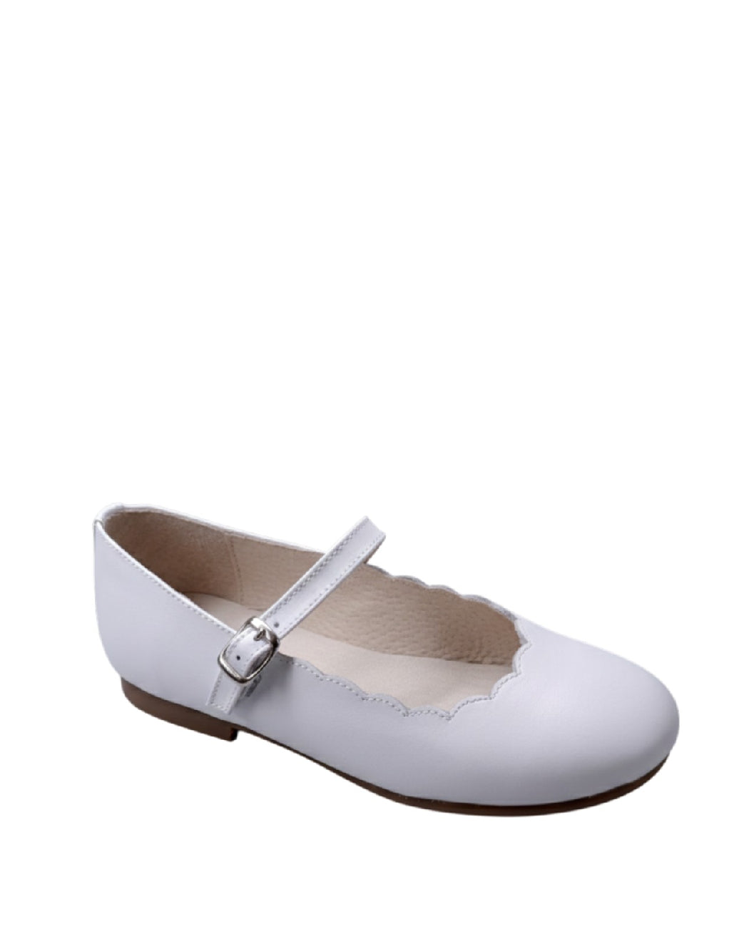 Panyno-Ballerina Bianca con dettaglio smerlato-Scarpa Cerimonia Bambina