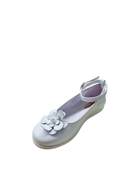Mister Jerry Ballerine Cerimonia Bambina-Scarpa Bianca in Pelle con Fiore e Perla