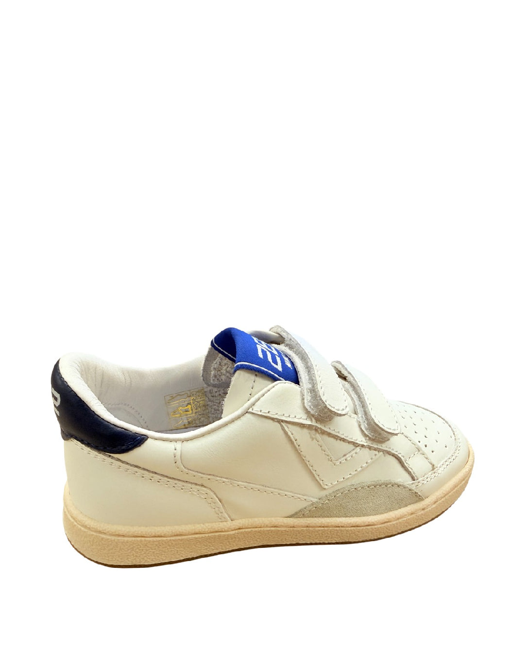 2B12 Sneakers Bambino in Pelle con Chiusura a Strappo – Bianco/Blu