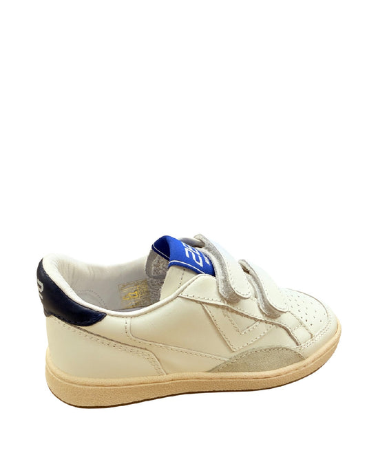 2B12 Sneakers Bambino in Pelle con Chiusura a Strappo – Bianco/Blu