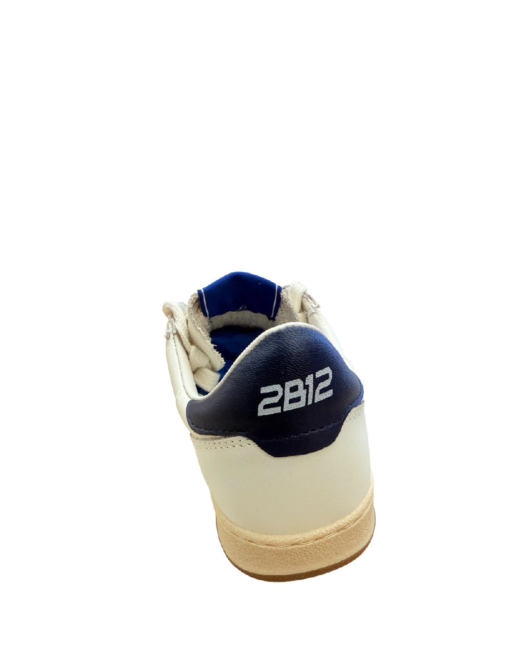2B12 Sneaker bambino con lacci– Bianca con Dettagli Blu Royal e Suede Grey