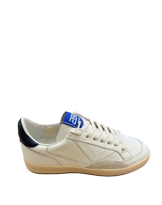 2B12 Sneaker bambino con lacci– Bianca con Dettagli Blu Royal e Suede Grey