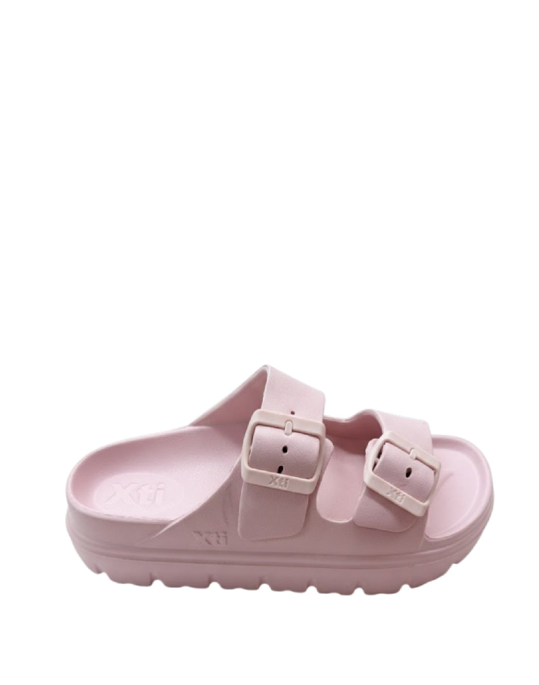 Xti Sandali Platform in Gomma Soft-Touch – Modello Doppia Fascia con Fibbie – Rosa Pastello