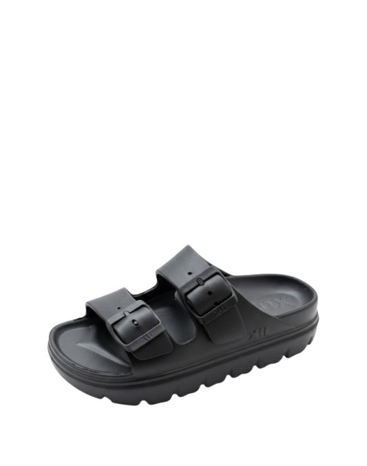 Xti Sandali Platform in Gomma Soft-Touch – Modello Doppia Fascia con Fibbie – Nero