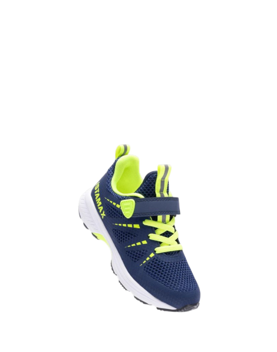 ISTAMAX-SCARPA RUNNING BAMBINO BLU/GIALLO FLUO CON LACCI ELASTICI E STRAPPO