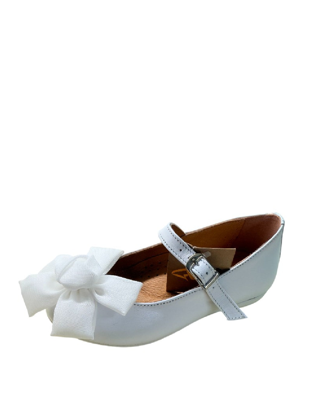 Platis Ballerina in Pelle Bianca con Maxi Fiocco – Elegante e Cerimonia