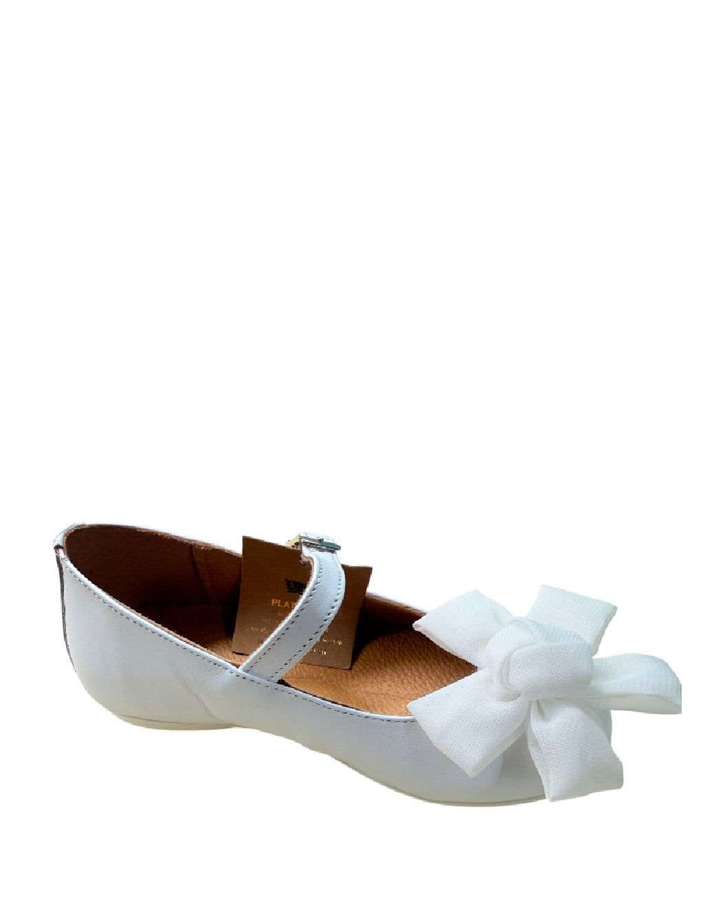Platis Ballerina in Pelle Bianca con Maxi Fiocco – Elegante e Cerimonia