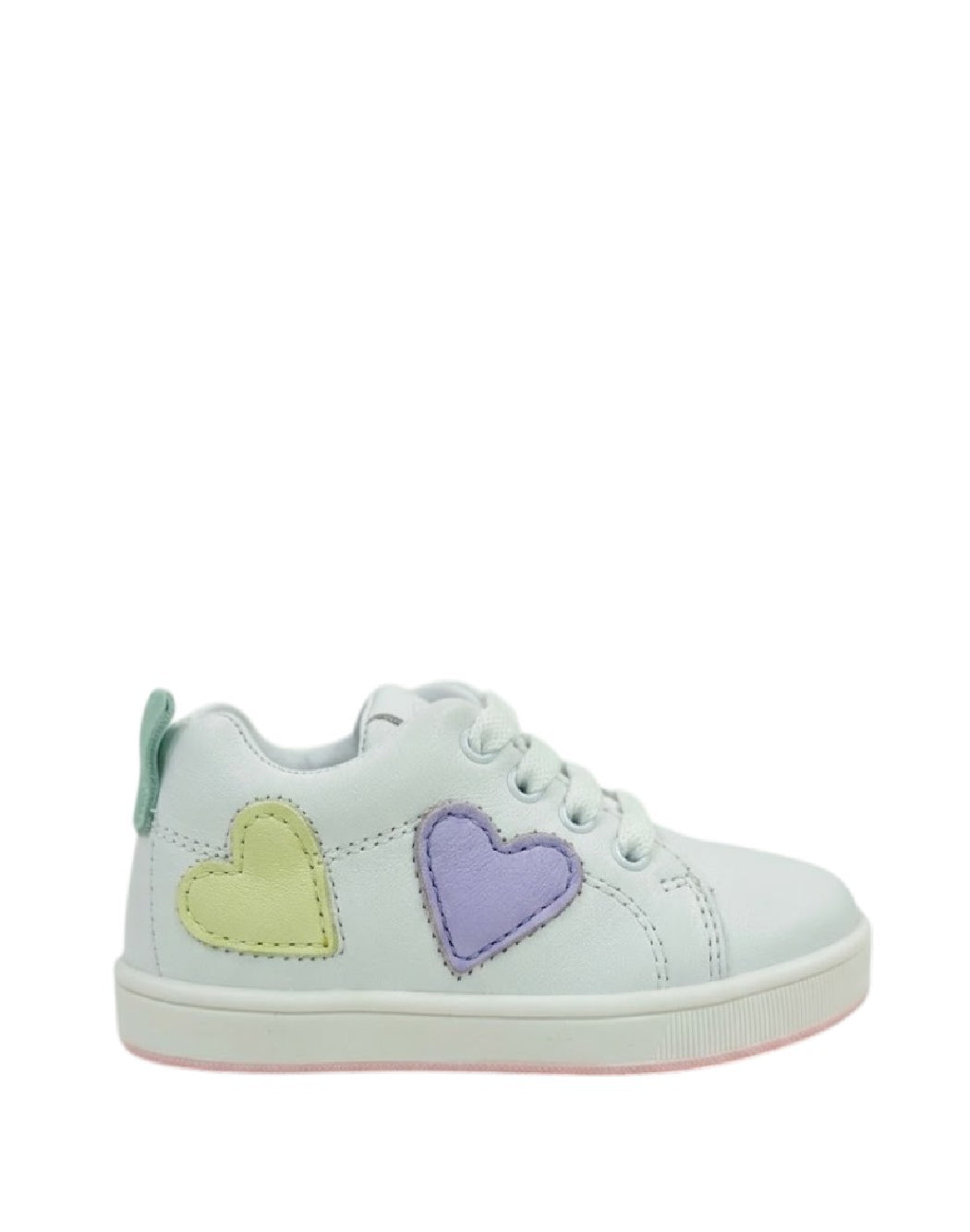 Balducci Sneakers bimba Primi Passi in Pelle con Cuori Colorati - Bianco Pastello