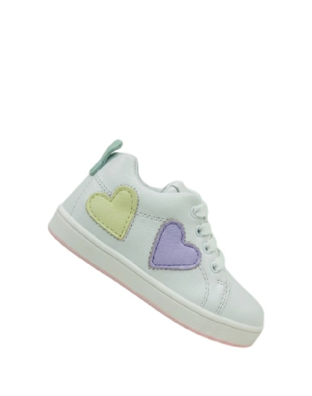 Balducci Sneakers bimba Primi Passi in Pelle con Cuori Colorati - Bianco Pastello
