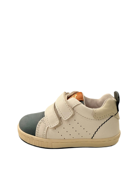 Balducci Sneaker bimbo Primi Passi in Pelle – Bianco e Petrolio con Velcro