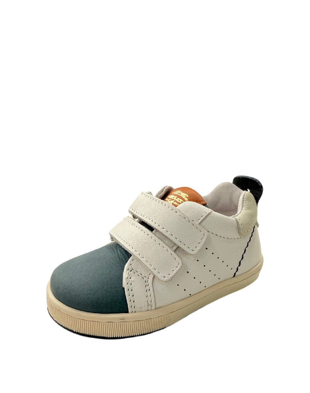 Balducci Sneaker bimbo Primi Passi in Pelle – Bianco e Petrolio con Velcro