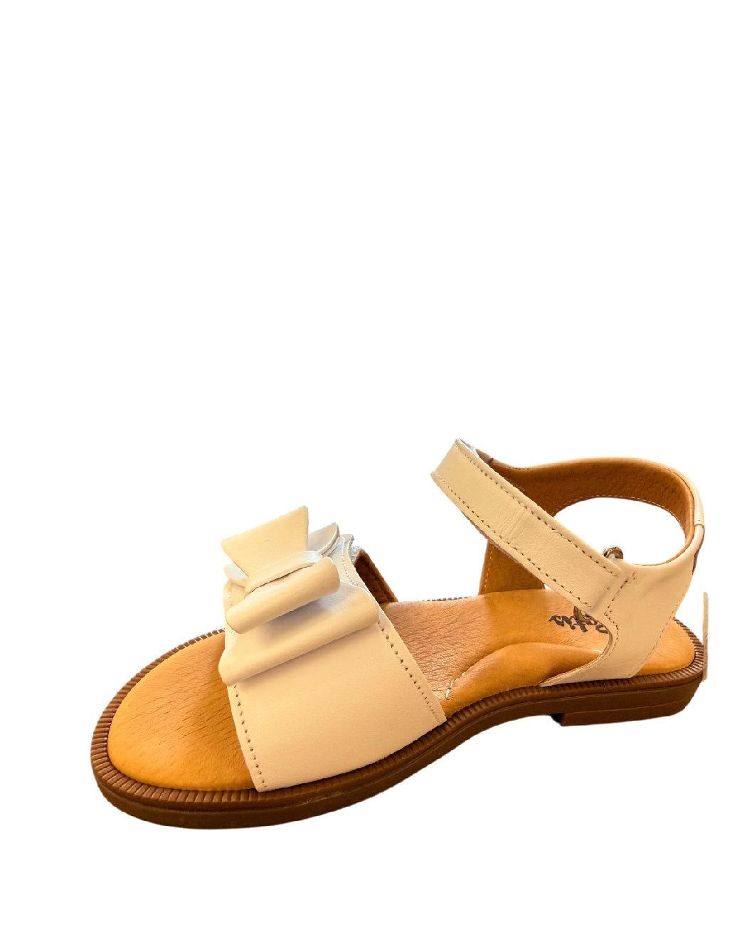 Platis Sandalo Bambina in Pelle Bianca con Fiocco – Chiusura a Strappo