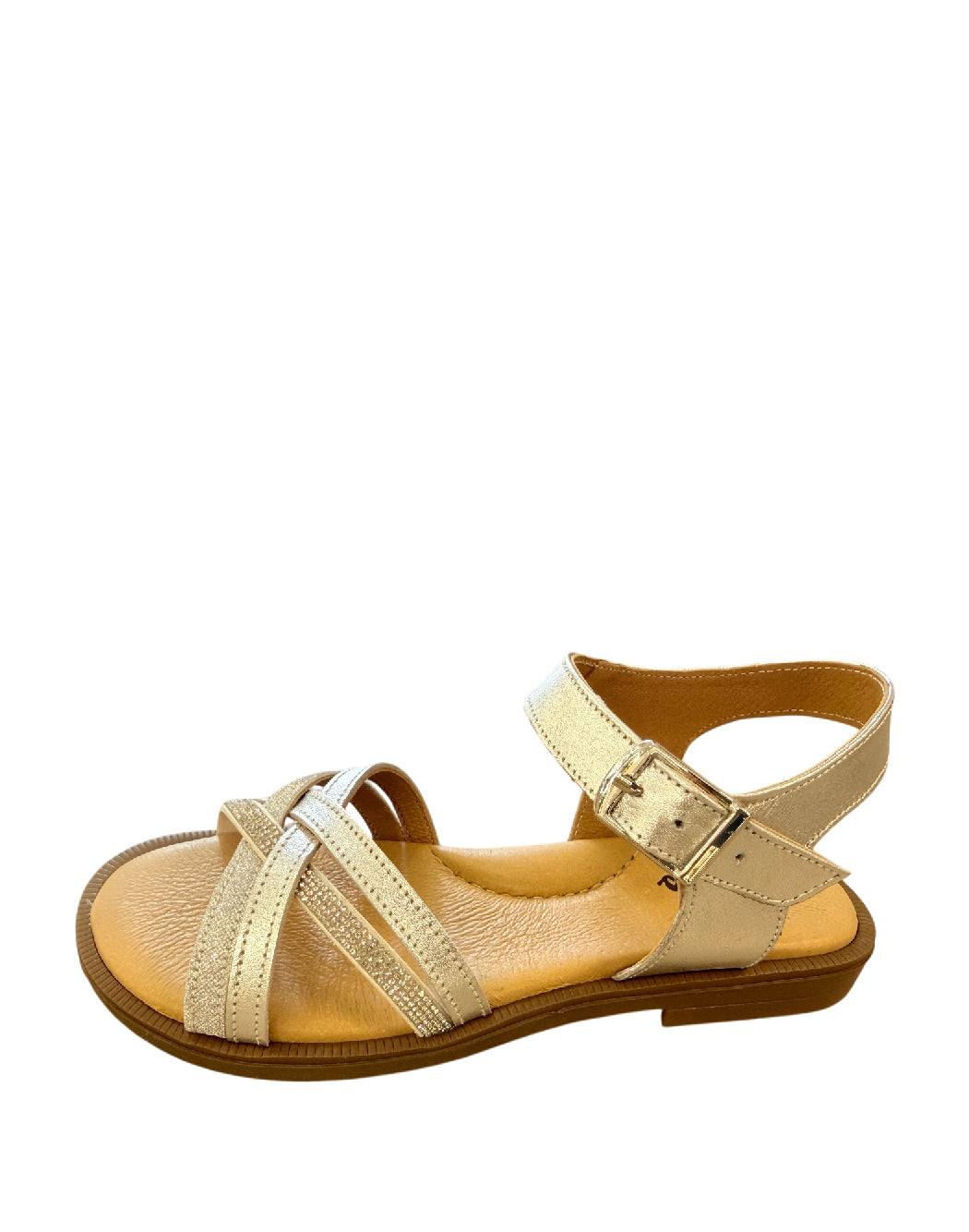 Platis Sandalo Bimba con Listini Incrociati Glitter e Cinturino Argento