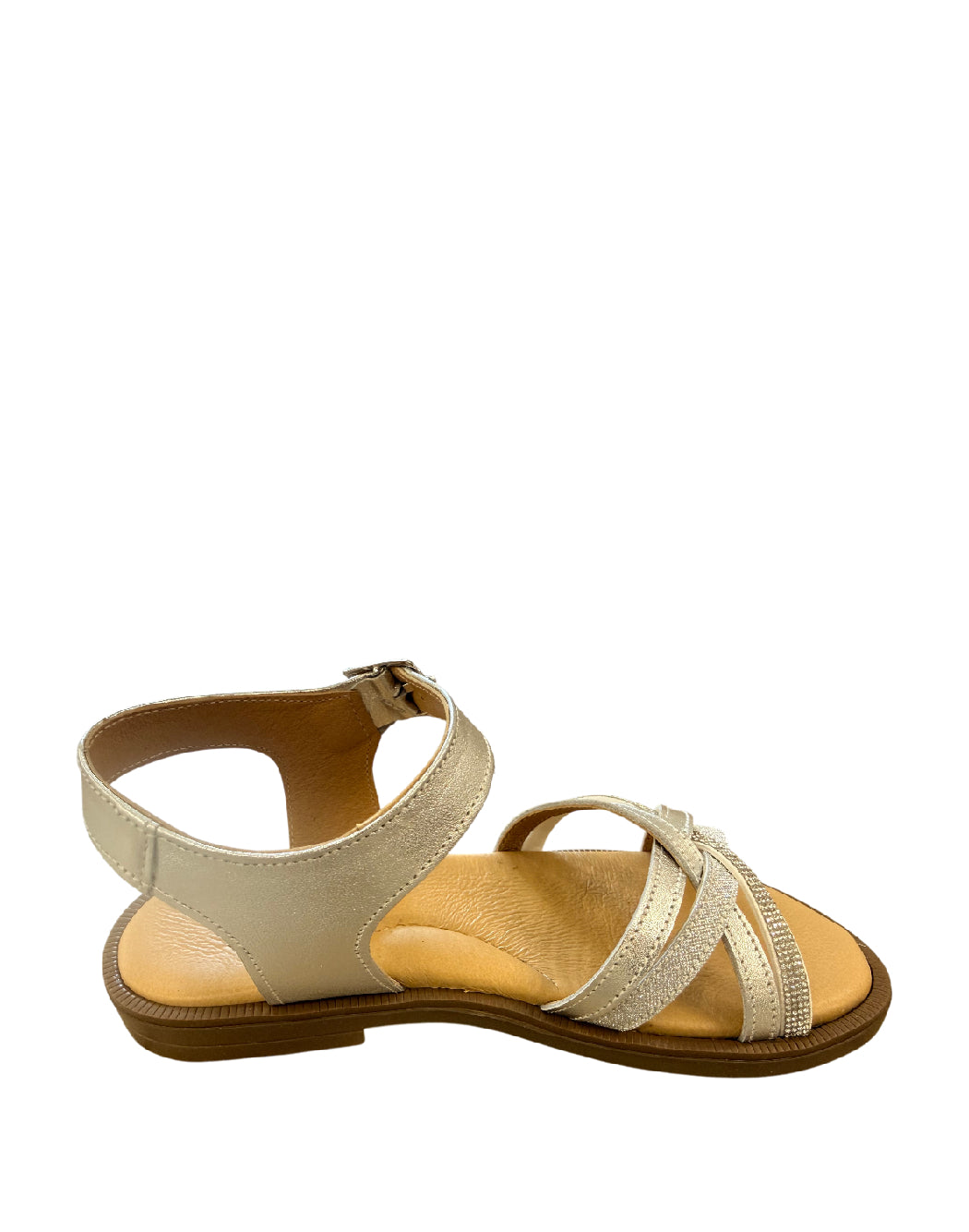 Platis Sandalo Bimba con Listini Incrociati Glitter e Cinturino Argento