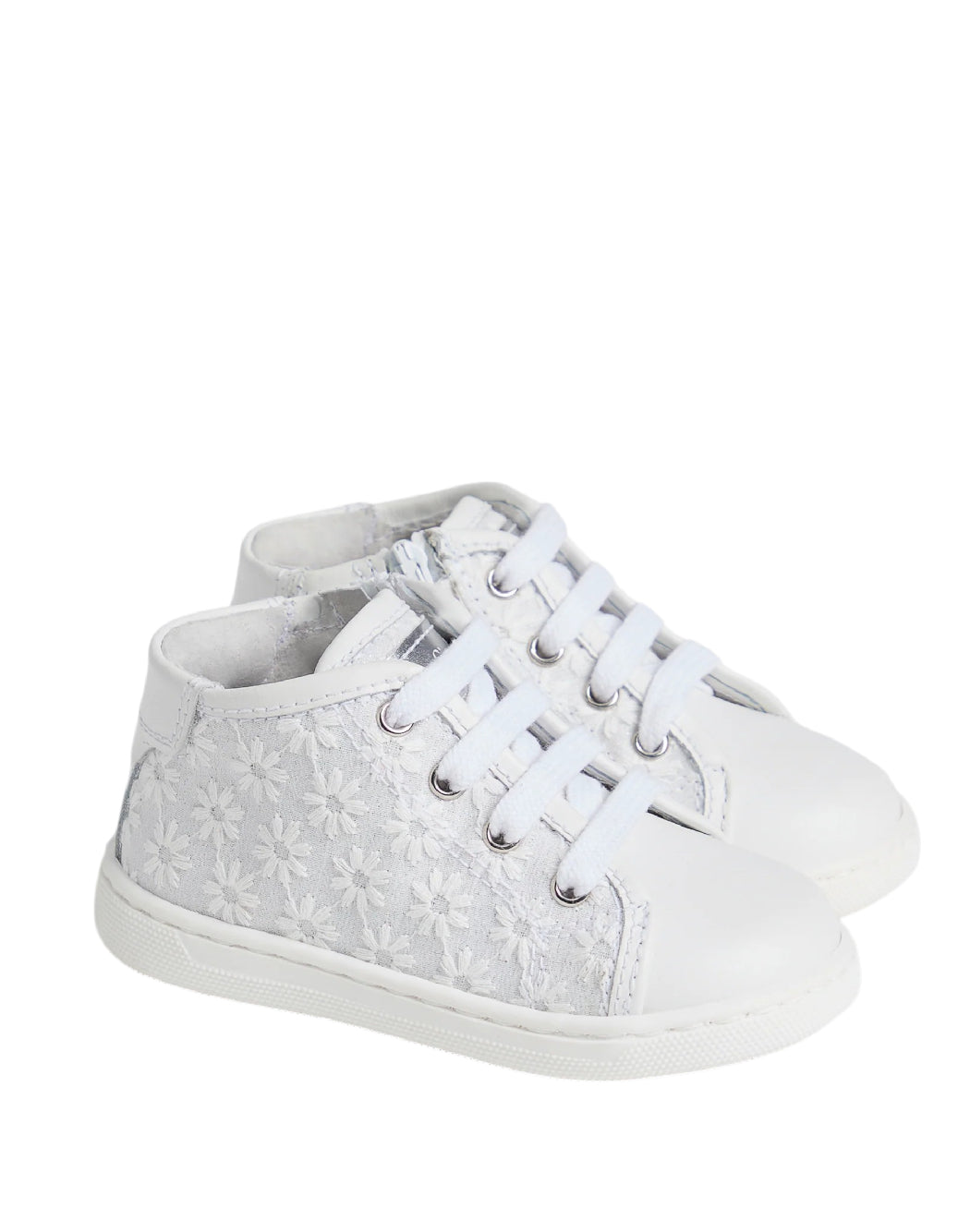 NeroGiardini Sneakers bimba High-Top in Pizzo Floreale - Bianco Neve