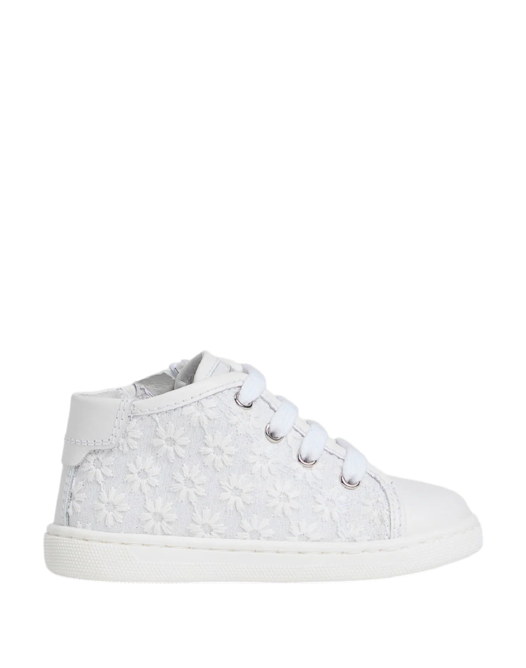 NeroGiardini Sneakers bimba High-Top in Pizzo Floreale - Bianco Neve
